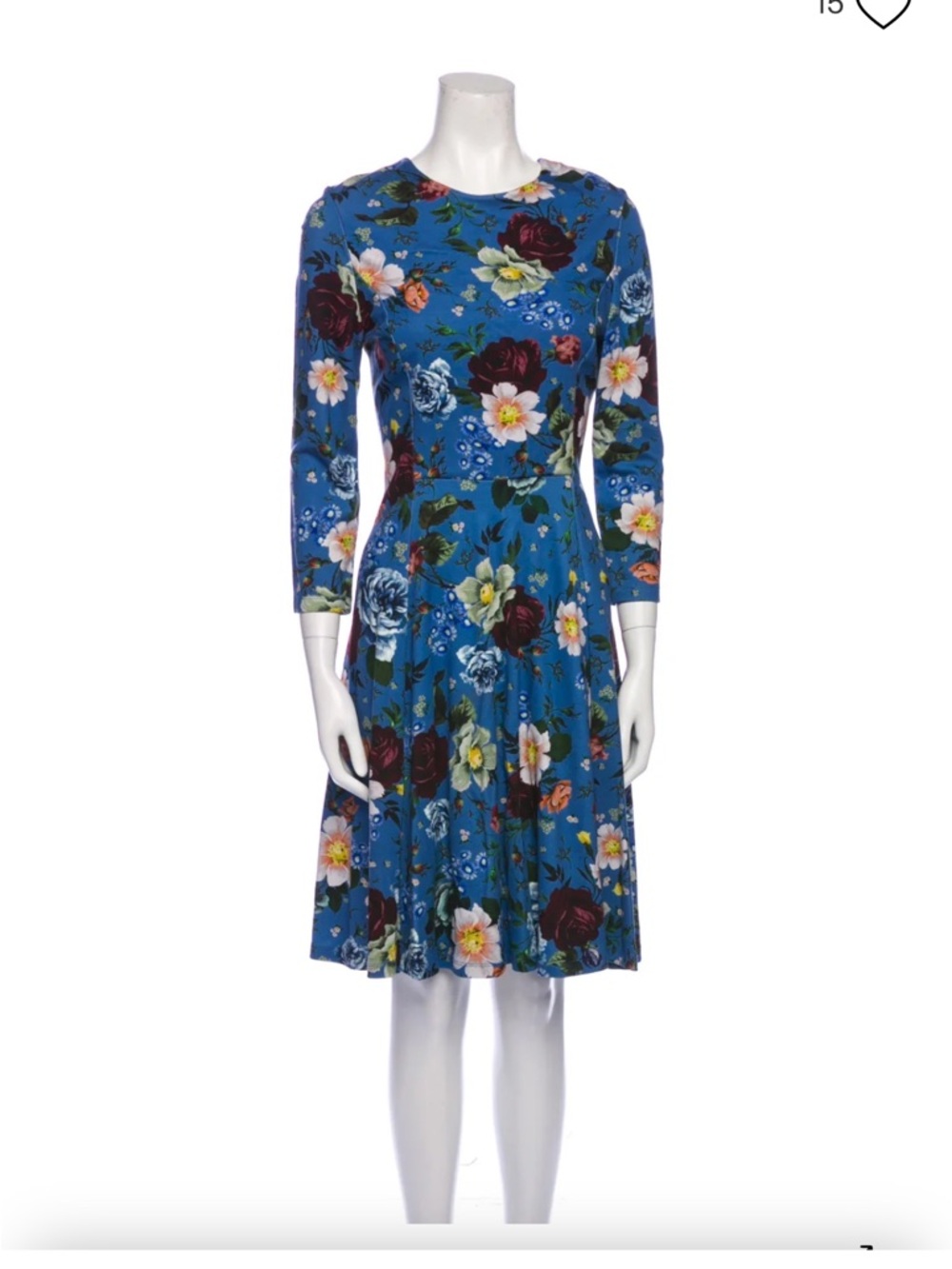 ERDEM Black Floral A-Line Mini Dress with Orange & Cream Blooms